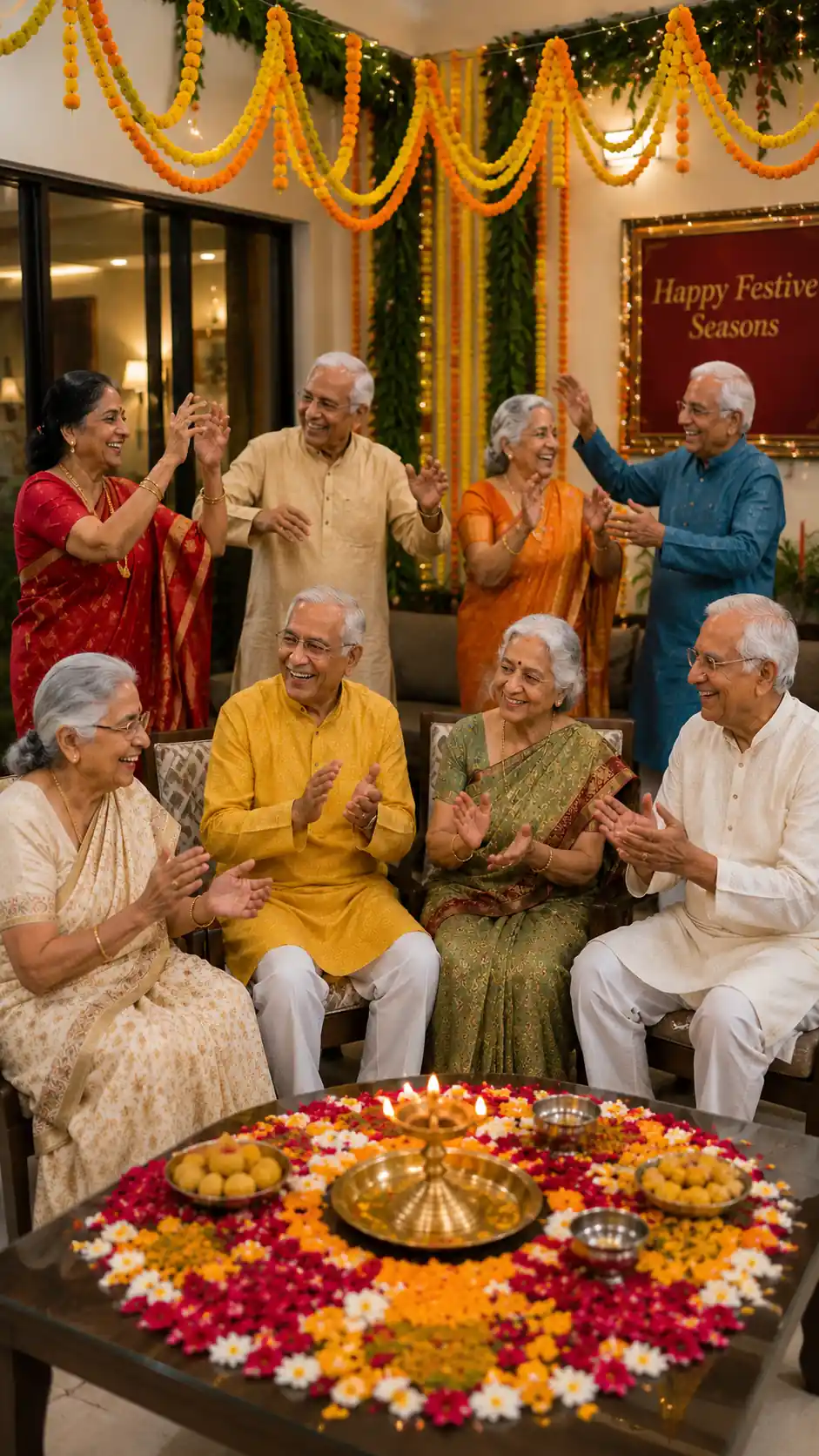 Family visiting senior residents